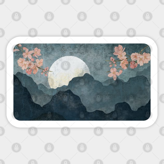 Cherry Blossom Moon Night Sticker by Nomi